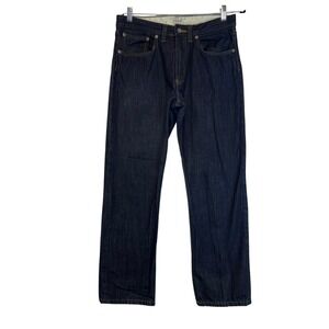 Lands End Canvas Mens Dark Wash Straight Fit Jeans Classic Staple‎ Size 32x30